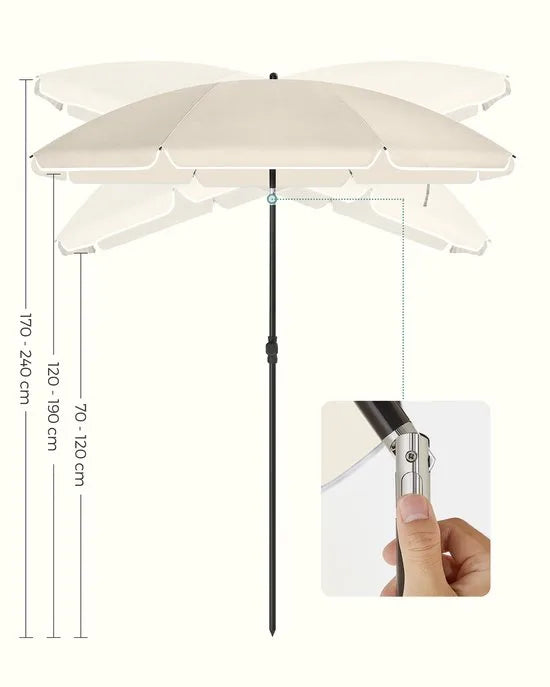 SONGMICS - Parasol - Parasol met UPF 50+ Zonbescherming - Kantelbaar - Hoogte Verstelbaar - Draagtas