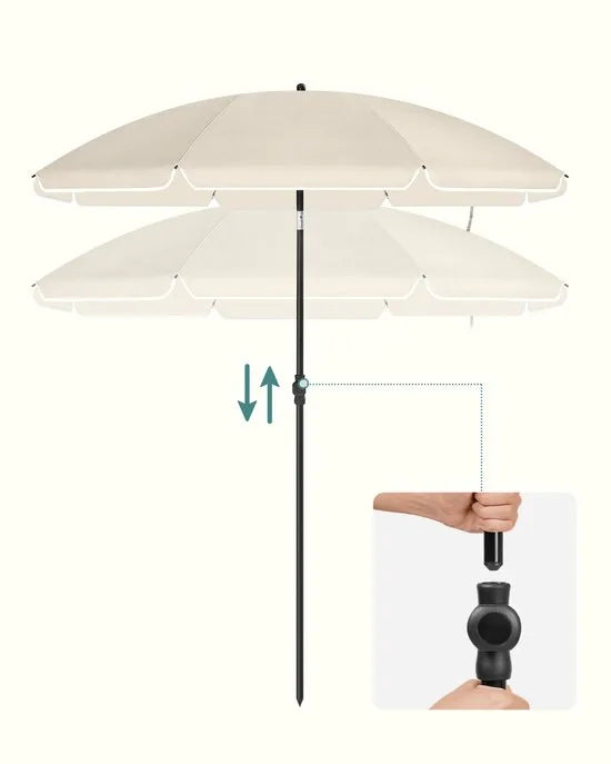 SONGMICS - Parasol - Parasol met UPF 50+ Zonbescherming - Kantelbaar - Hoogte Verstelbaar - Draagtas