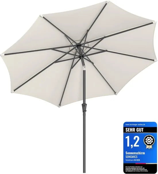SONGMICS Parasol Tuinparasol, Marketplace parasol, UV-bescherming tot UPF 50+, 300 cm terrasparaplu, zonwering, buigbaar, met slinger, zonder standaard, voor tuin, balkon, terras