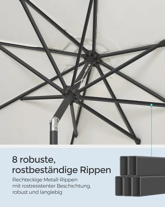 SONGMICS Parasol Tuinparasol, Marketplace parasol, UV-bescherming tot UPF 50+, 300 cm terrasparaplu, zonwering, buigbaar, met slinger, zonder standaard, voor tuin, balkon, terras
