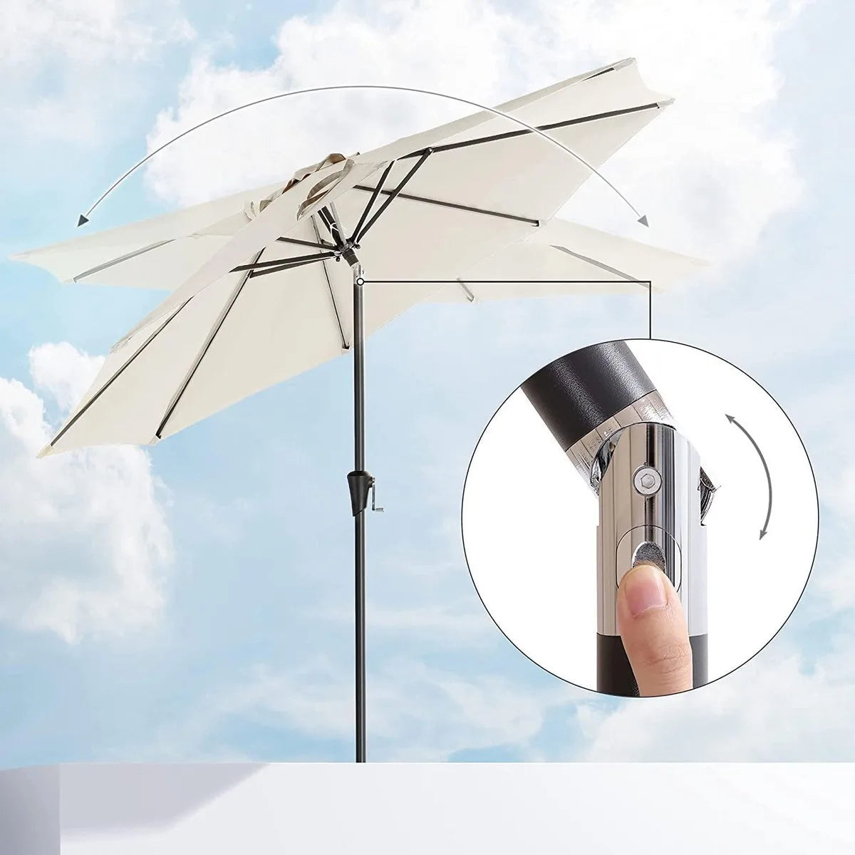SONGMICS Parasol Tuinparasol, Marketplace parasol, UV-bescherming tot UPF 50+, 300 cm terrasparaplu, zonwering, buigbaar, met slinger, zonder standaard, voor tuin, balkon, terras
