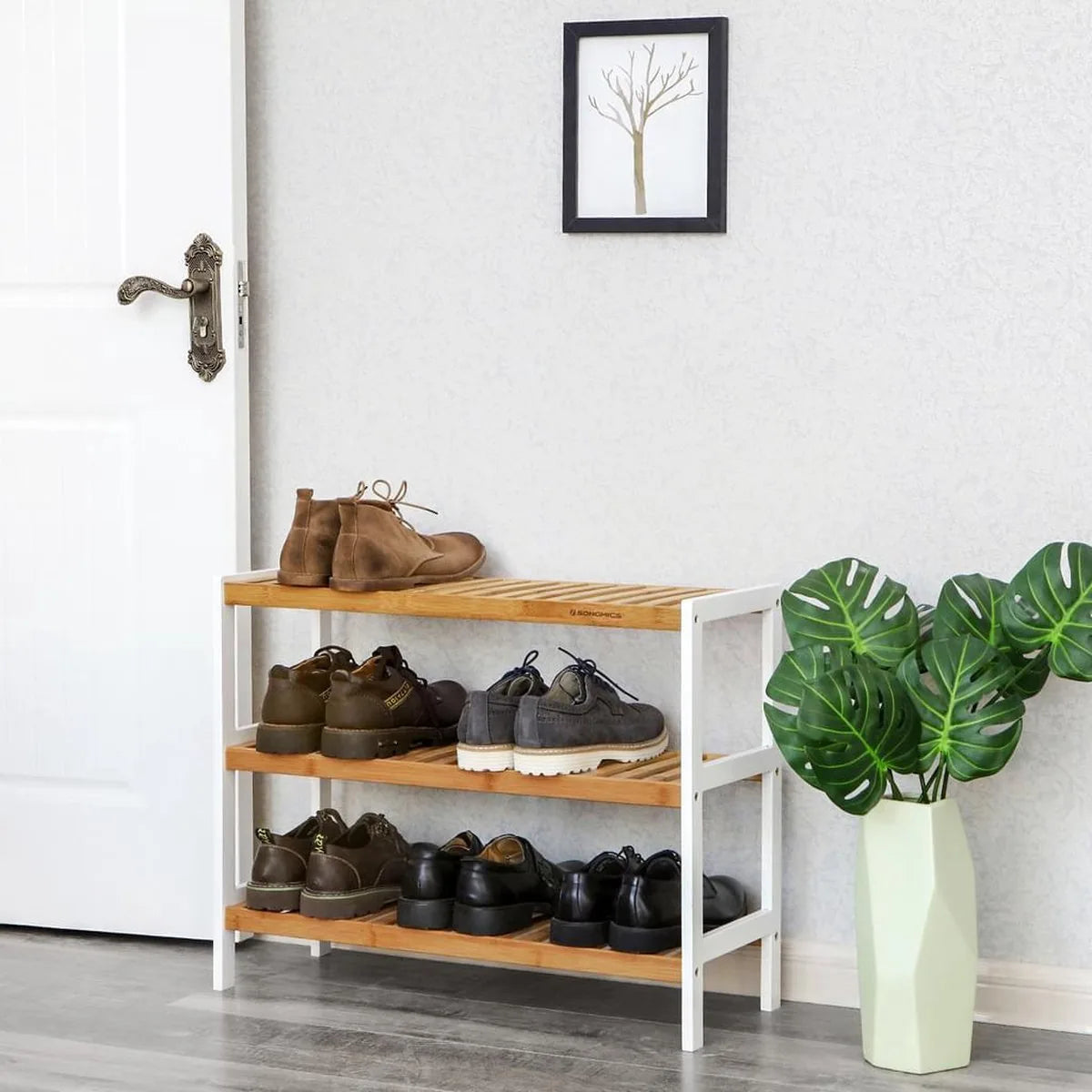 Songmics Schoenenrek - Rek Voor 12 Paar Schoenen - Schoenenplank Bamboe