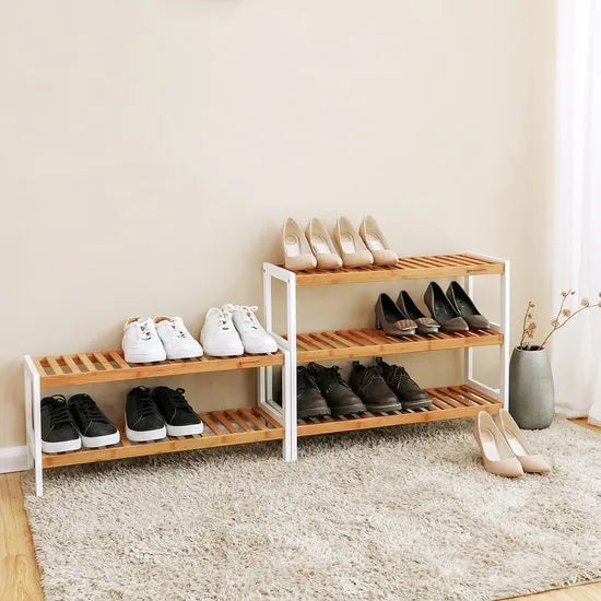 Songmics Schoenenrek - Rek Voor 12 Paar Schoenen - Schoenenplank Bamboe