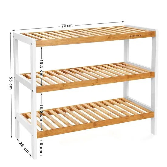 Songmics Schoenenrek - Rek Voor 12 Paar Schoenen - Schoenenplank Bamboe
