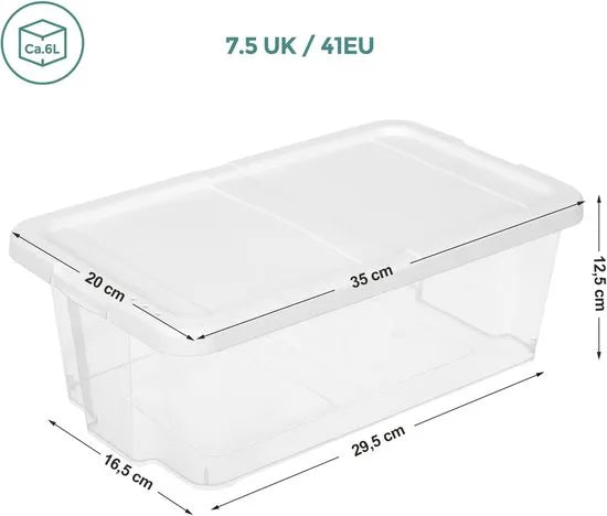 Songmics Set van 12 Schoenendozen Opbergdozen voor Schoenen Schoenendoos Transparant met Deksel Plastic voor Schoenen tot Maat 41 LSP12WT