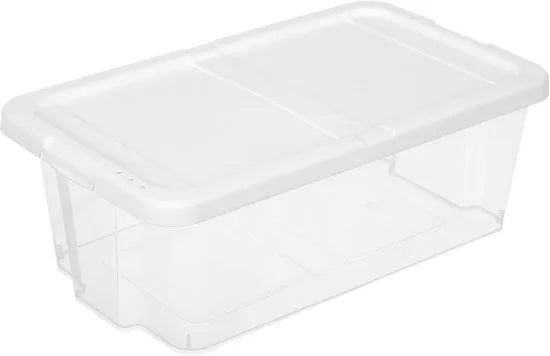 Songmics Set van 12 Schoenendozen Opbergdozen voor Schoenen Schoenendoos Transparant met Deksel Plastic voor Schoenen tot Maat 41 LSP12WT