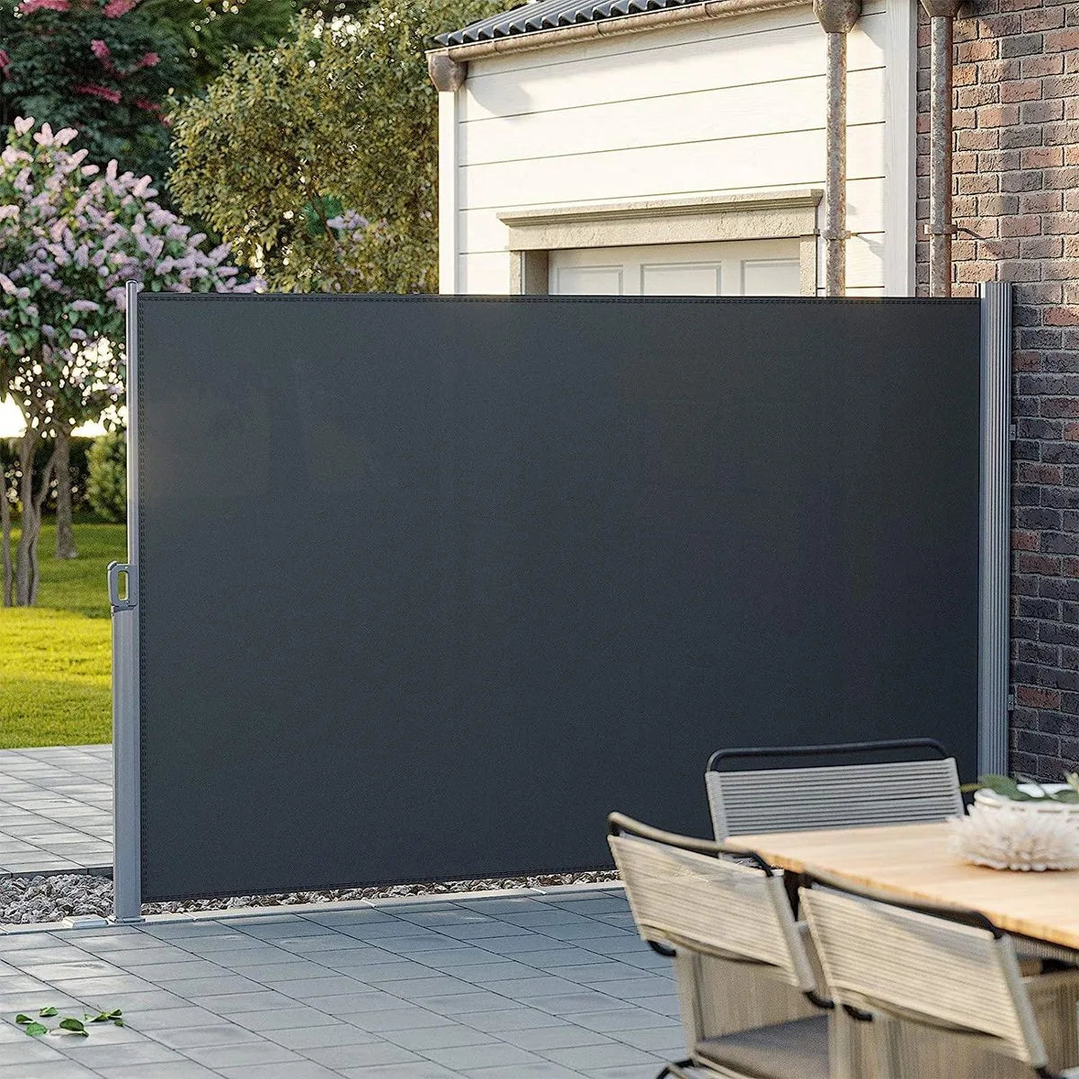SONGMICS zijluifel, 200 x 400 cm (H x L), privacyscherm, zonwering, zijrolgordijn, voor balkon, terras, tuin, grijs GSA204G01