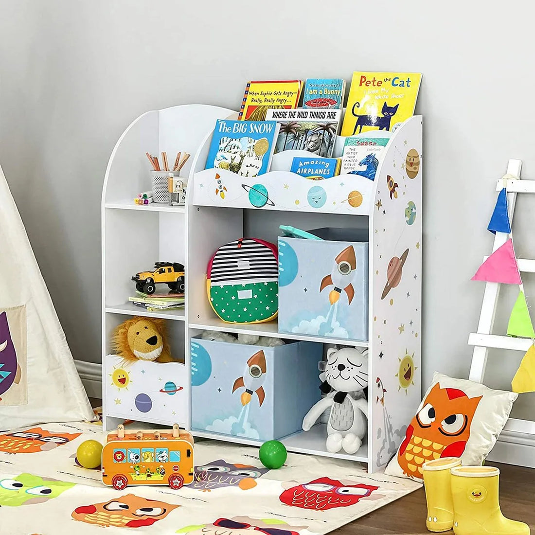Speelgoedkast - Opbergkast voor speelgoed - Kinderkast - Speelgoed organizer - Opbergkast kinderen - Met vakken - 93 x 30 x 100 cm - Wit