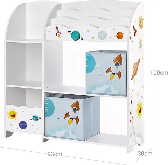 Speelgoedkast - Opbergkast voor speelgoed - Kinderkast - Speelgoed organizer - Opbergkast kinderen - Met vakken - 93 x 30 x 100 cm - Wit