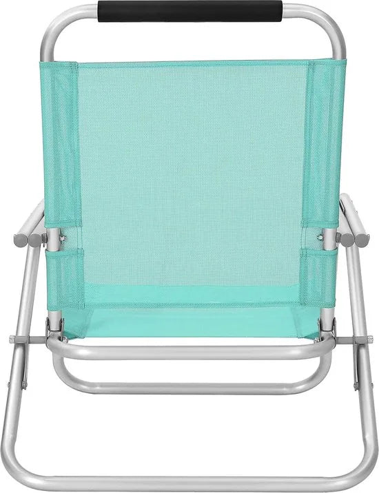 Strandstoel - Draagbare klapstoel - 4-traps verstelbare rugleuning - Met armleuningen - Ademend - Comfortabele buitenstoel - Turquoise