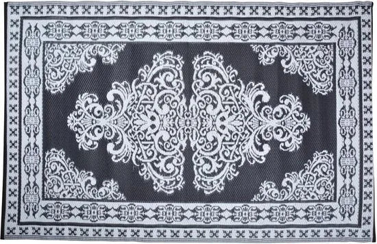 Tapijt - Tuintapijt - Perzisch - zwart/wit - 186x120cm