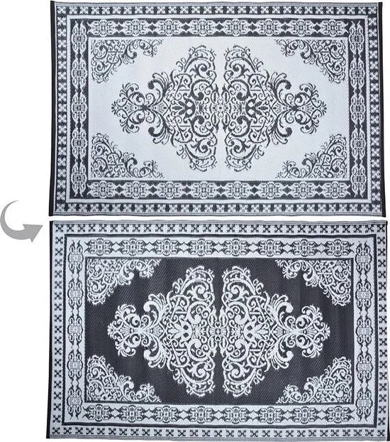 Tapijt - Tuintapijt - Perzisch - zwart/wit - 186x120cm