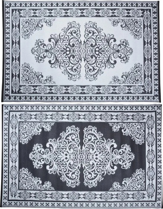 Tapijt - Tuintapijt - Perzisch - zwart/wit - 186x120cm