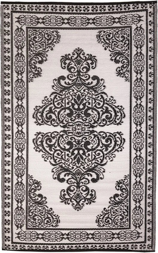 Tapijt - Tuintapijt - Perzisch - zwart/wit - 186x120cm