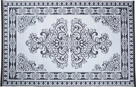 Tapijt - Tuintapijt - Perzisch - zwart/wit - 186x120cm