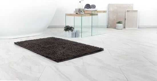 Tapijtenloods Fluffy Badmat Antislip - Antraciet - 40x60 CM - Douchemat Hoogpolig - Soft Touch