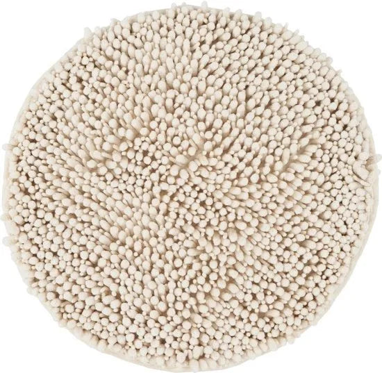 Tapijtenloods Fluffy Badmat Antislip - Creme - 55 CM ROND - Douchemat Hoogpolig - Soft Touch