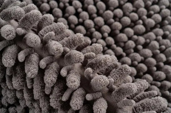 Tapijtenloods Fluffy Badmat Antislip - Creme - 55 CM ROND - Douchemat Hoogpolig - Soft Touch – Grijs