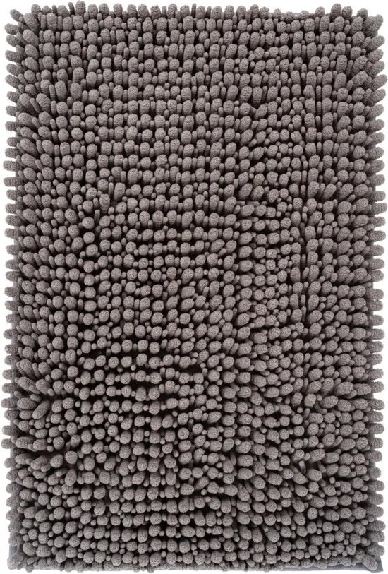 Tapijtenloods Fluffy Badmat Antislip - Grijs - 55 CM ROND - Douchemat Hoogpolig - Soft Touch