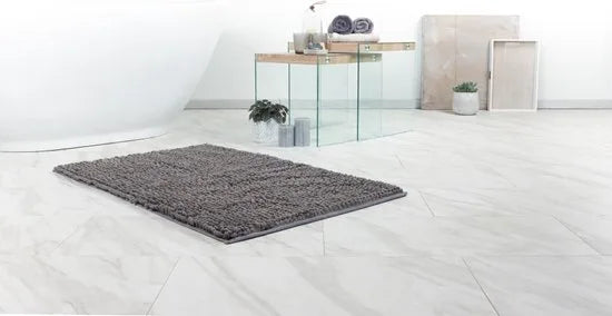 Tapijtenloods Fluffy Badmat Antislip - Grijs - 67x110 CM - Douchemat Hoogpolig - Soft Touch