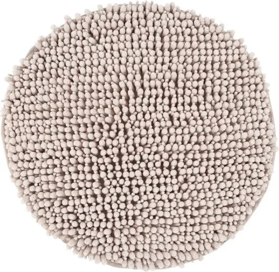 Tapijtenloods Fluffy Badmat Antislip - Creme - 55 CM ROND - Douchemat Hoogpolig - Soft Touch – Taupe