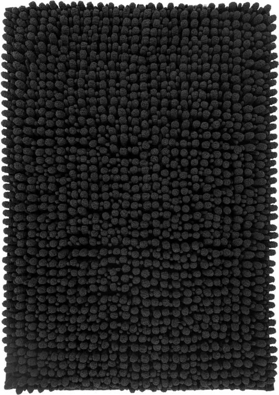 Tapijtenloods Fluffy Badmat Antislip - Zwart - 40x60 CM - Douchemat Hoogpolig - Soft Touch