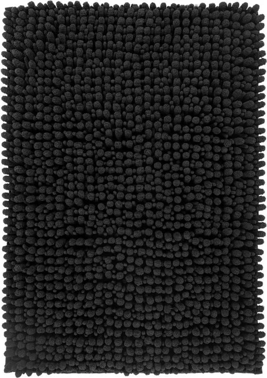 Tapijtenloods Fluffy Badmat Antislip - Zwart - 50x90 CM - Douchemat Hoogpolig - Soft Touch