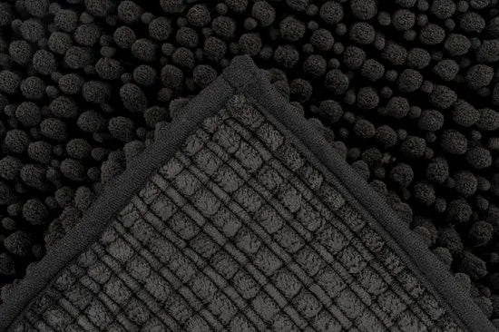 Tapijtenloods Fluffy Badmat Antislip - Zwart - 50x90 CM - Douchemat Hoogpolig - Soft Touch