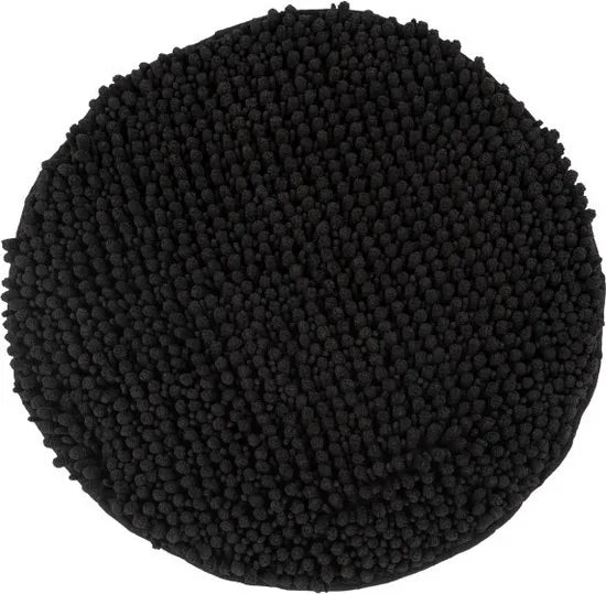 Tapijtenloods Fluffy Badmat Antislip - Zwart - 55 CM ROND - Douchemat Hoogpolig - Soft Touch
