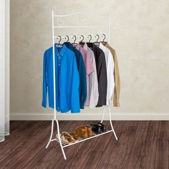 tectake® Antiek Metalen Kledingrek - Verschillende Kleuren - (Wit | Nr. 402011)