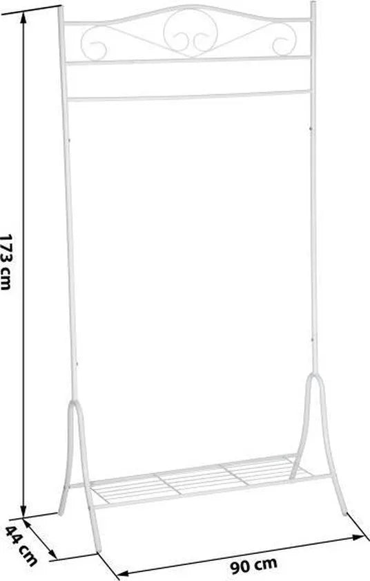 tectake® Antiek Metalen Kledingrek - Verschillende Kleuren - (Wit | Nr. 402011)