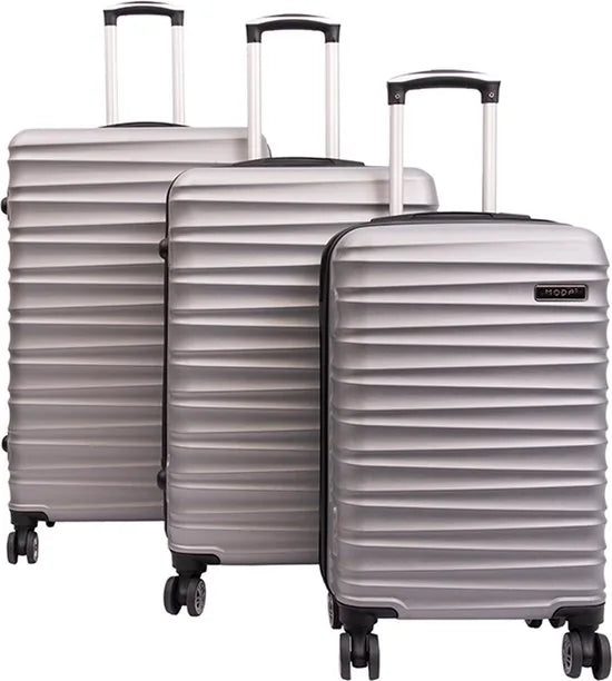 Tobeyz - Kofferset - 3-delig - Bruin- Handbagage - Verrijdbaar op 4 Wielen - Stevig ABS - 2 Kofferhoes Cadeau - Trolley
