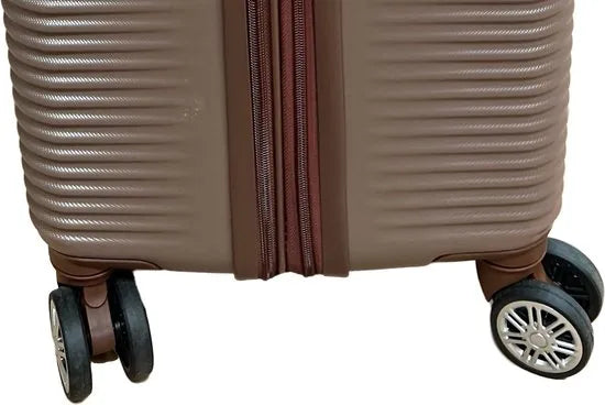 Tobeyz - Kofferset - 3-delig - Bruin- Handbagage - Verrijdbaar op 4 Wielen - Stevig ABS - 2 Kofferhoes Cadeau - Trolley