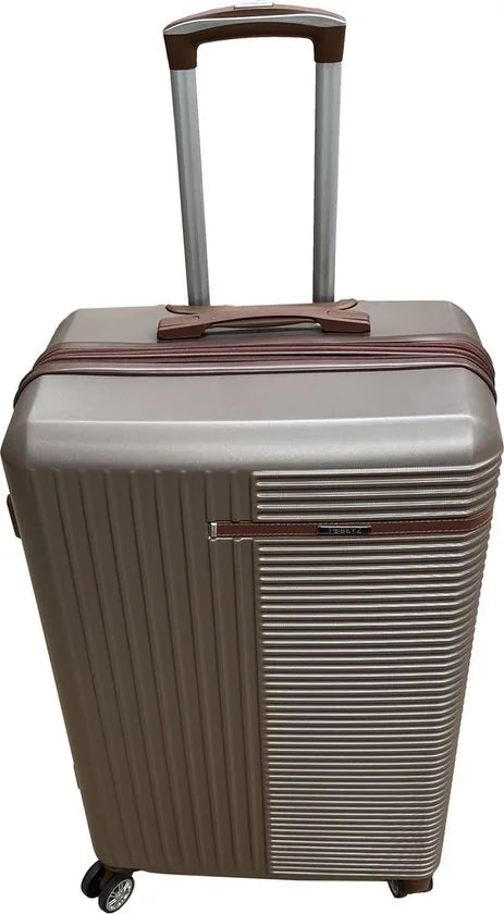 Tobeyz - Kofferset - 3-delig - Bruin- Handbagage - Verrijdbaar op 4 Wielen - Stevig ABS - 2 Kofferhoes Cadeau - Trolley