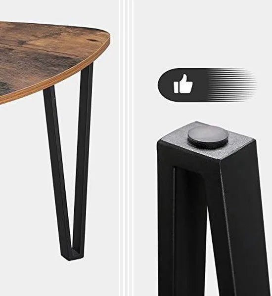 Trend24 Salontafels - Salontafel industrieel - Bijzettafel - Salontafel hout - Set van 3 stuks - Rustiek bruin - Zwart