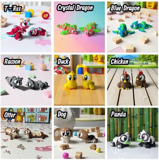 Twiggel Mini Dieren Figurenset – 15 Beweegbare 3D-Geprinte Collectible Pocket Friends – Verrassingspakket van Duurzaam PLA – Speelse Fidget Figuren voor Jong en Oud- Ideaal Cadeau