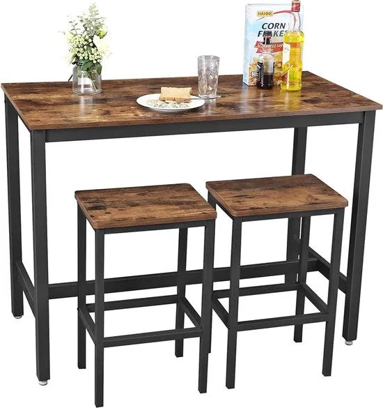 Vasagle Bartafel Set - 120x60x90 - Donkerbruin