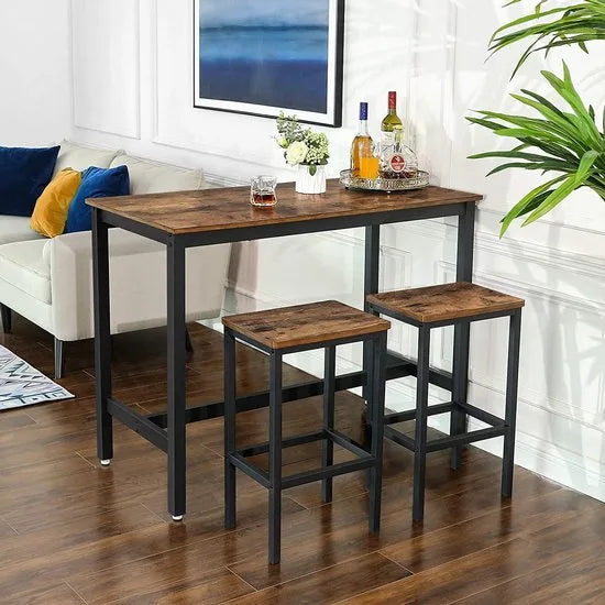 Vasagle Bartafel Set - 120x60x90 - Donkerbruin