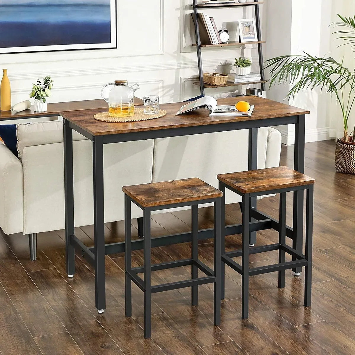 Vasagle Bartafel Set - 120x60x90 - Donkerbruin