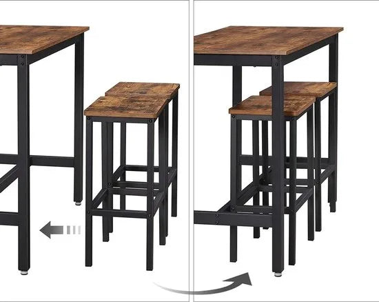 Vasagle Bartafel Set - 120x60x90 - Donkerbruin