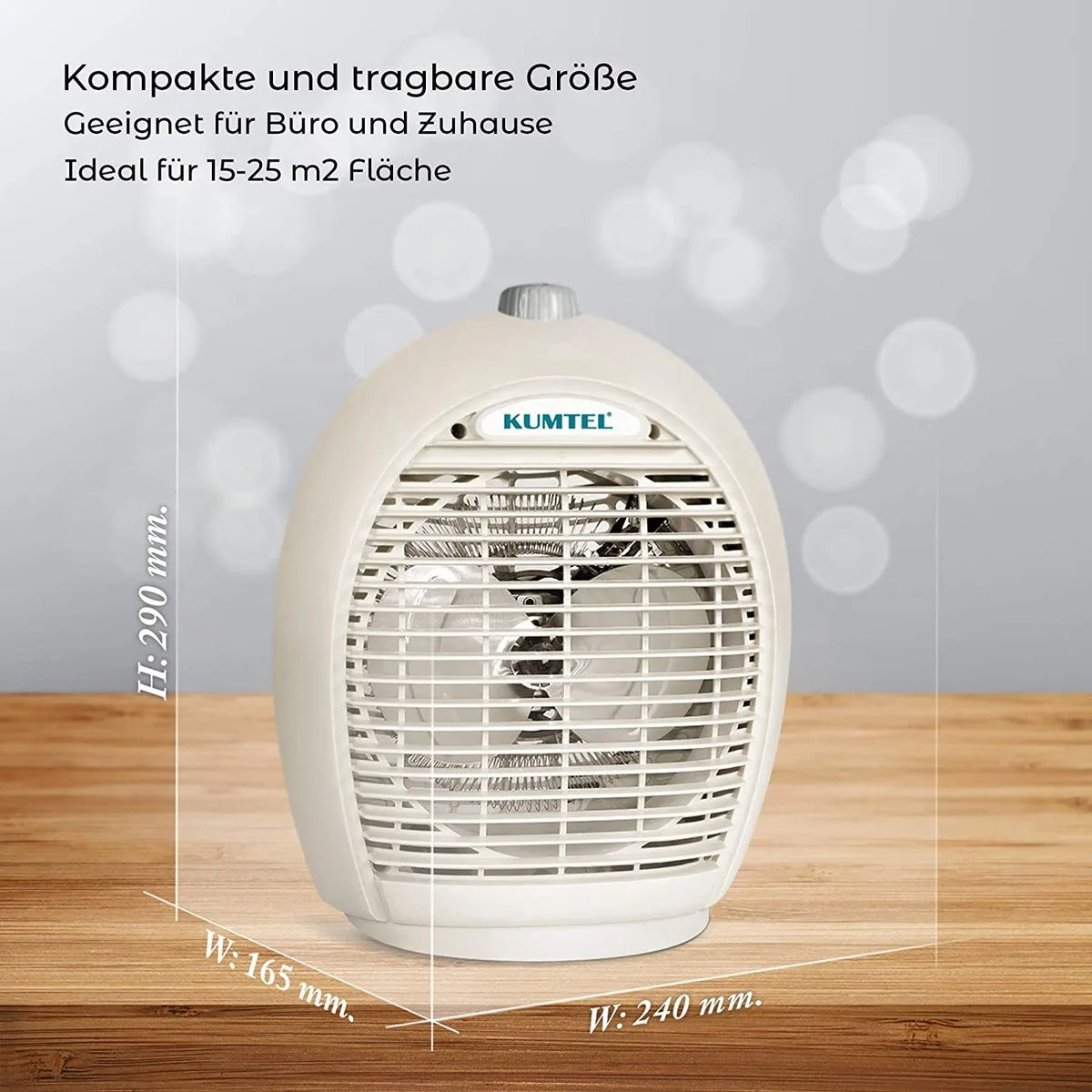 Ventilatorkachel - 2000W - Elektrische verwarming - Elektrische kachel - Beige - Energiebesparend