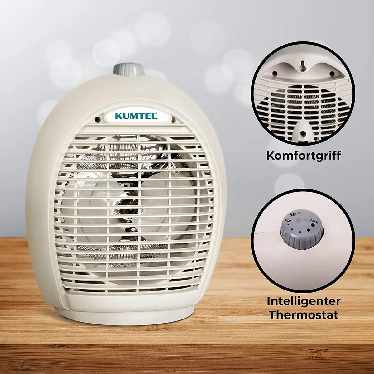 Ventilatorkachel - 2000W - Elektrische verwarming - Elektrische kachel - Beige - Energiebesparend