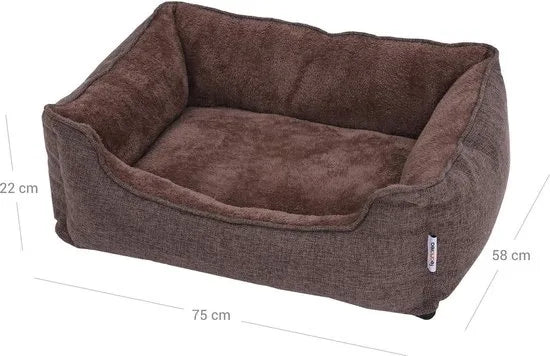 Wasbare Hondenmand – Afneembare en Machinewasbare Hoes – Comfortabel Hondenkussen – 75 x 22 x 58 cm – Bruin – PGW10CC