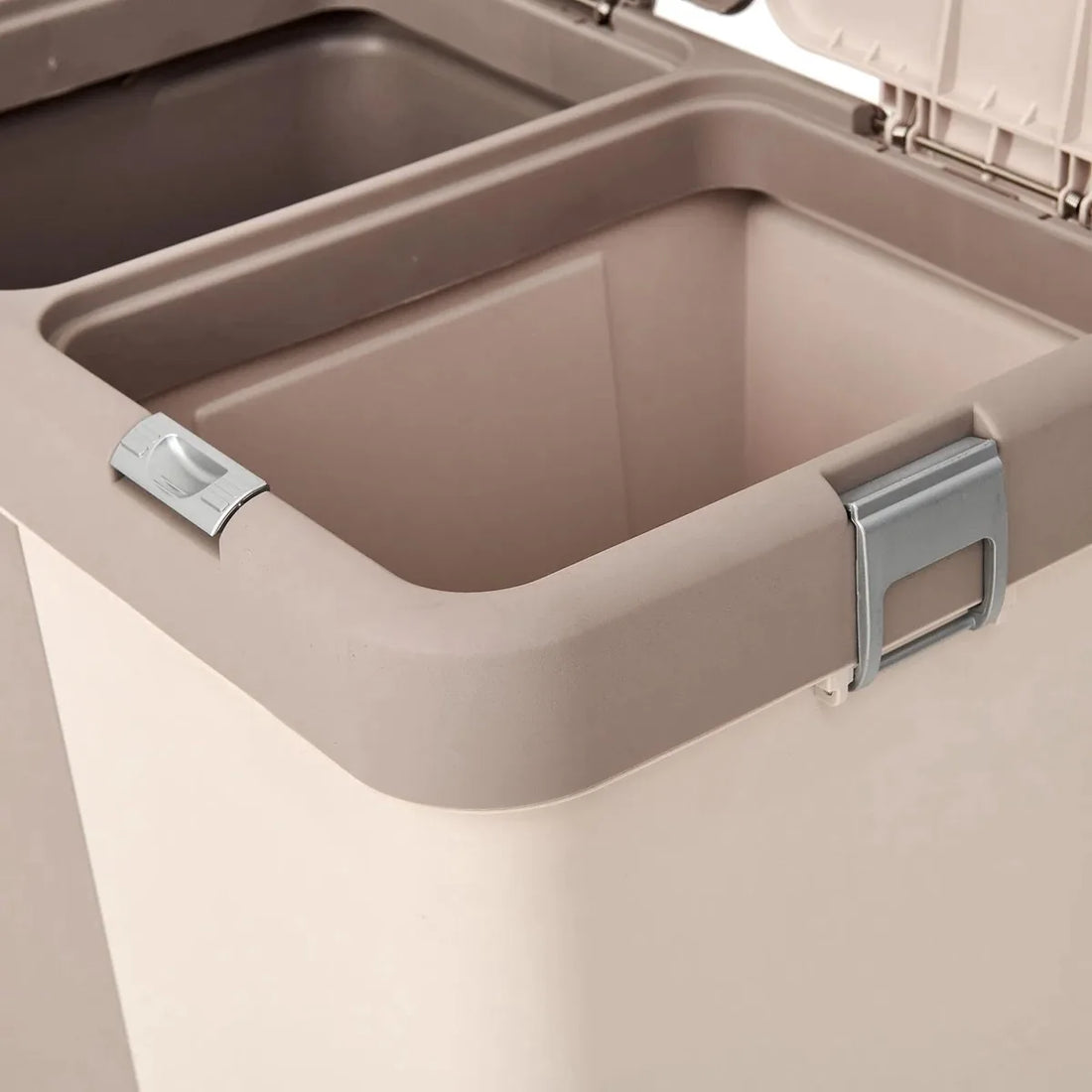 Wasmand - Wassorteerder - Wasmand opvouwbaar - Wasbox - Wasmand met touch deksel - Sumpas Wasmand - 2 vakken -80 Liter - 100% gerecycled plastic - Bruin/Creme