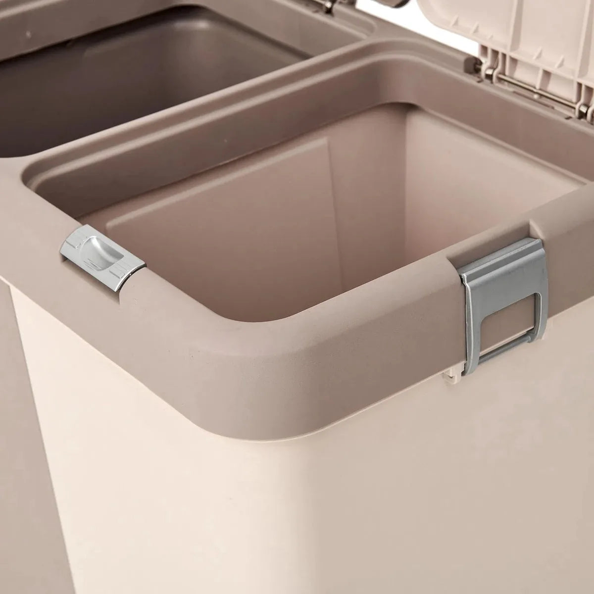 Wasmand - Wassorteerder - Wasmand opvouwbaar - Wasbox - Wasmand met touch deksel - Sumpas Wasmand - 2 vakken -80 Liter - 100% gerecycled plastic - Bruin/Creme