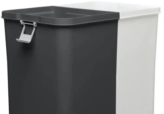 Wasmand - Wassorteerder - Wasmand opvouwbaar - Wasbox - Wasmand met touch deksel - Sumpas Wasmand - 2 vakken -80 Liter - 100% gerecycled plastic - Antrasit/Wit