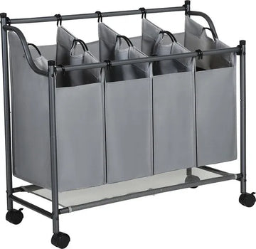 Wassorteerder 4 Vakken - 140 L Grijs Opvouwbare Wasmand - Waskar