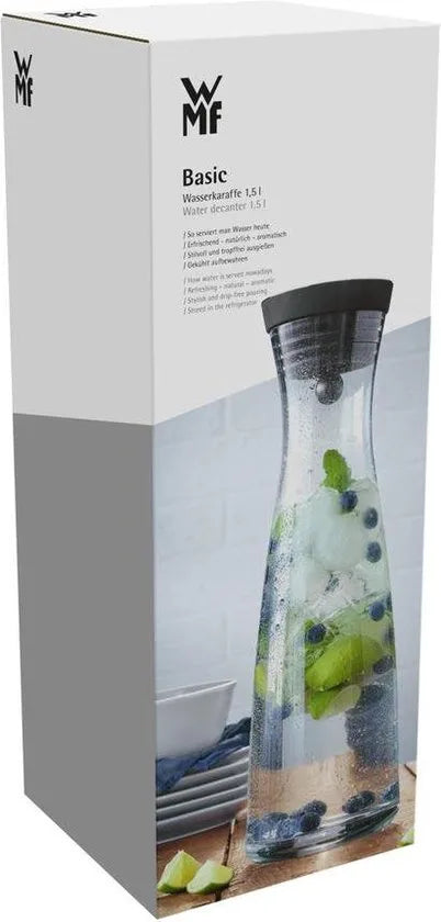 WMF Basic - Waterkaraf - 1,0L - Zwart - Druppelvrij - Geschikt voor Koelkastdeur