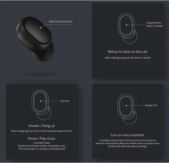Xiaomi Mi Airdots zwart Bluetooth headset oplaad doos Bluetooth V5.0 Android en Ios