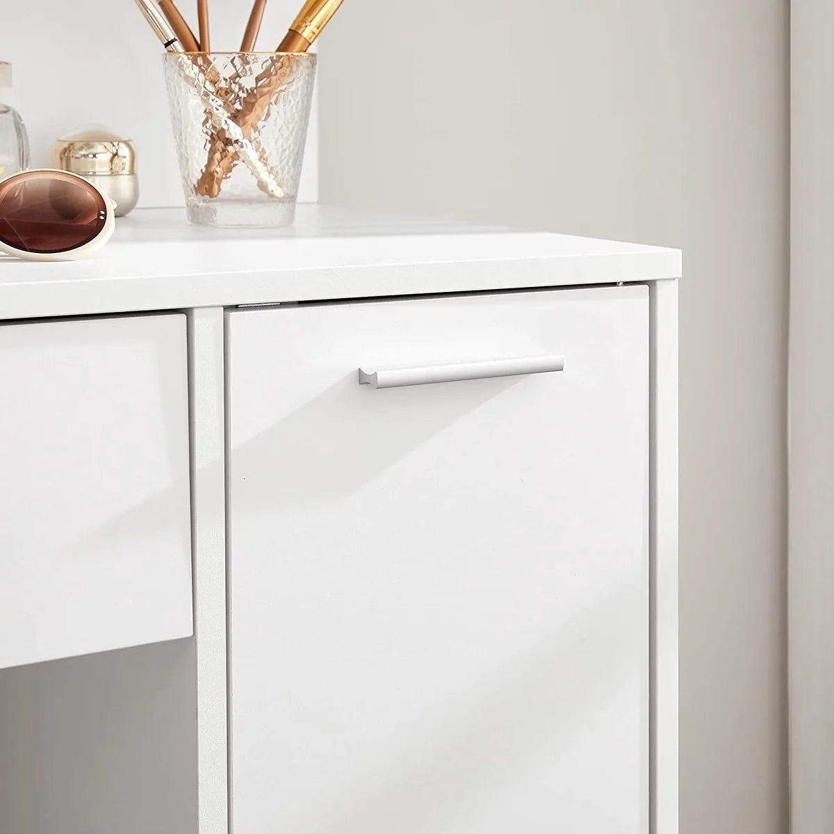 Zaina Home - kaptafel, kaptafel, kaptafel, met spiegel, opbergvak, 1 lade, 2 legplanken, wit RDT119W01
